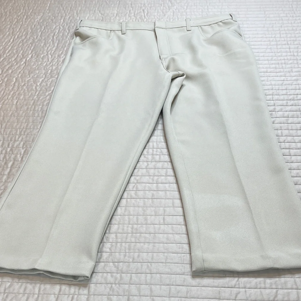 JOHN BLAIR 42/27 Men's Classic Straight-Leg Dress Pants — Light Cream VINTAGE